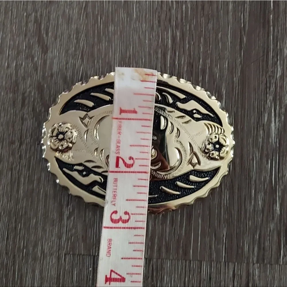 Vintage Gold and Black Southwest Oval Belt Buckle